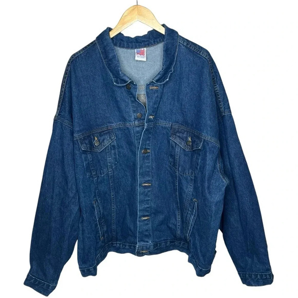 Vintage 4X denim Jean jacket oversized embossed‎ logo 895 local USW Texas 4XL TX - Picture 2 of 13